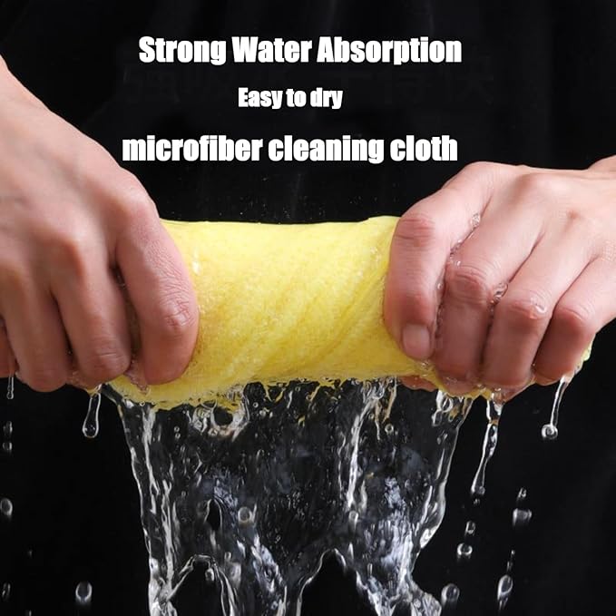 Bamboo Microfiber Cleaning Cloth-8Pcs Kitchen Wash Cloths,Wood Fiber Window Glass Rags,Micro Fiber Cloth for Cleaning Suitable for Dishes,Car Towel Rag Made From Baby Washcloths Material (yellow)