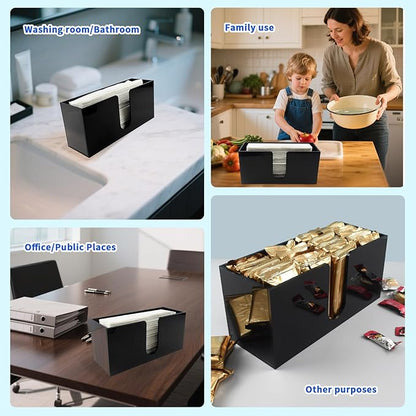 Paper Towel Holder for Countertop,Black Acrylic Napkin Dispenser-Multifold/C-Fold/Z-Fold Trifold Paper Towel Dispenser for Bathroom Kitchen Restaurant Toilet - Durable 5mm Thick(2)