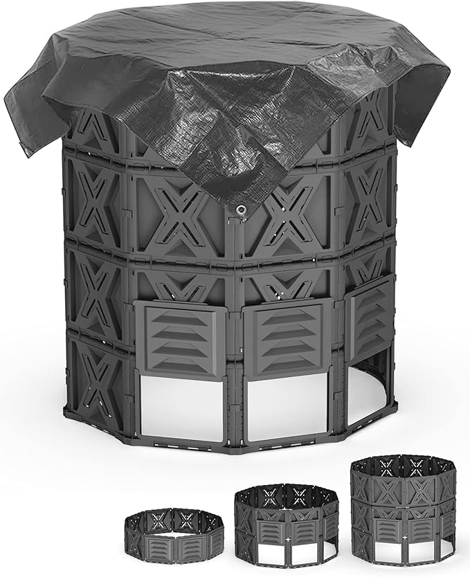 Large Compost Bin - 190 Gallon (720 L) Garden Composter with Better Aeration System, Easy Assembling/BPA Free/Sturdy/Outdoor Compost Tumbler