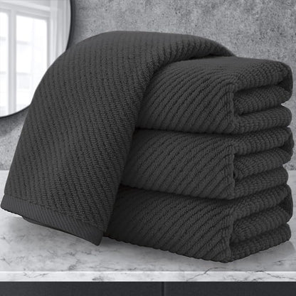 VOOVA & MOVAS Gray Hand Towels for Bathroom, Large 18" x 28" - 100% Cotton | Thick | Quick Dry | Lightweight | Absorbent | Soft, Hand Towels Set of 4, Bathroom Essentials, Dark Grey
