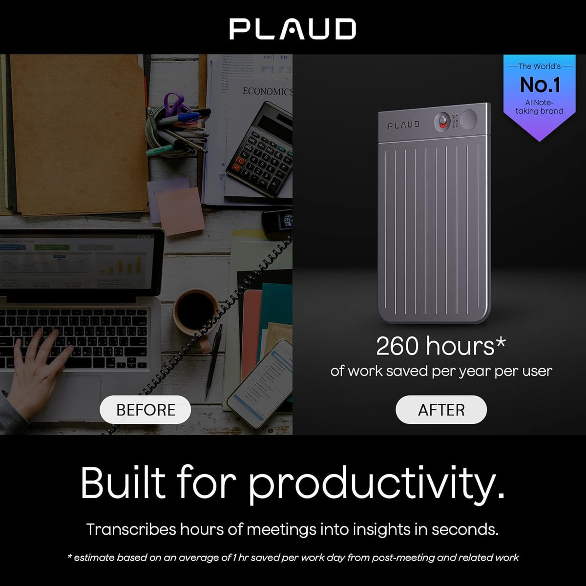 AI Voice Recorder, Note Voice Recorder w/Case, App Control, Transcribe & Summarize with AI Technology, Support 112 Languages, 64GB Memory, Audio Recorder for Lectures, Meetings, Calls, Black