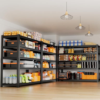 Storage Shelves Heavy Duty, 48"L x 18"W x 72"H Garage Storage Shelves Unit Loads 3700LBS, 5-tier Adjustable Metal Industrial Utility Shelf Rack for Kitchen, Laundry Room, Pantry, Warehouse, Basement