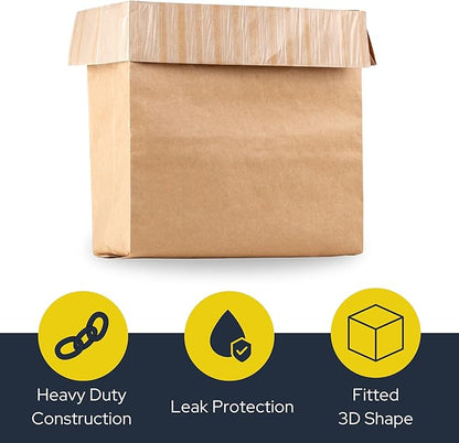 Trash Compactor Bags for Kitchen (12-Pack), 25% Thicker Kraft Paper Compactor Bags with Leak-Proof Liner & Sticker Seals