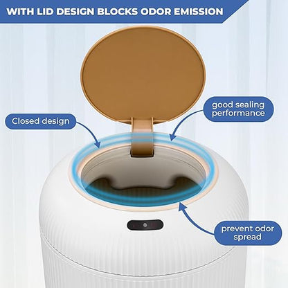 2 Pack Automatic Trash Can 12L /3 Gallon and 10L /2.64 Gallon Bathroom Trash Bin with Lid Touchless Small Smart Motion Sensor Garbage Cans for Kitchen, Bathroom,Living Room and Bedroom