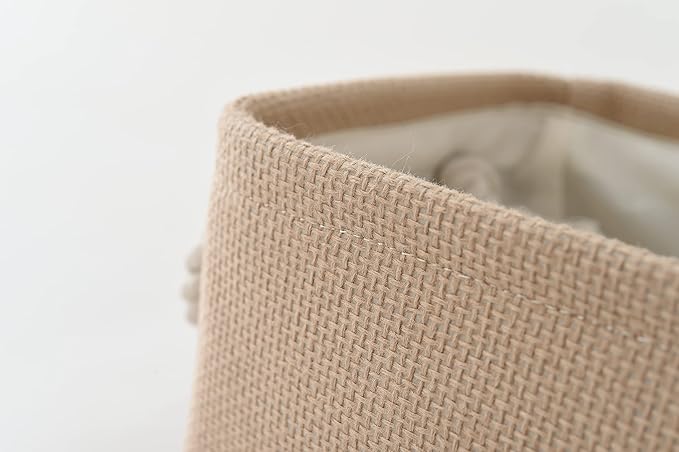 Organization and Storage Basket for Gifts Empty - 12x8x5.2 inch Small 6 Pack Collapsible Storage Box for Organizing, Fabric Storage Cubes for Cloth Books Laundry Canvas(Beige)