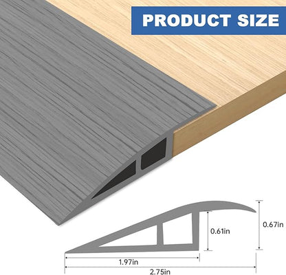 Vinyl Door Threshold Flooring Transition Strip Self Adhesive Carpet Edging Strip for Laminate Doorway Edge Threshold from 2/5" to 3/5" (Light Gray Wood Grain, 6.6 Ft)
