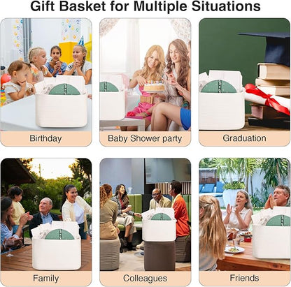 Woven Cotton Rope Storage Basket for Organizing, Cute Decorative Baskets for Gifts Empty, Organizer Bins for Dog Toy, Baby Laundry, 15“×11”×9.5“, Off White