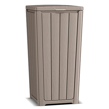 EasyUp Outdoor Trash Can with Lid, Waterproof and Sunscreen Resin Garbage Cans, Outside Trash Bin for Patio, Kitchen, Deck or Backyard(Grey)