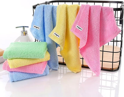 Bamboo Microfiber Cleaning Cloth-8Pcs Kitchen Wash Cloths,Wood Fiber Window Glass Rags,Micro Fiber Cloth for Cleaning Suitable for Dishes,Car Towel Rag Made From Baby Washcloths Material (pink)