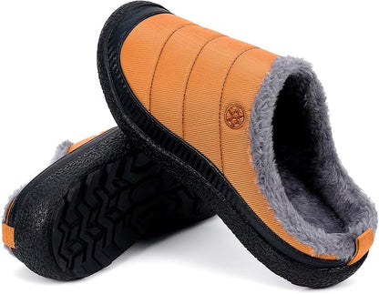 Womens Mens House Slippers Slip on Snow Winter Warm Fully Fur Lined Slippers Indoor Outdoor Shoes