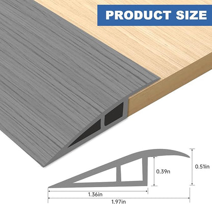 Vinyl Door Threshold Flooring Transition Strip Self Adhesive Carpet Edging Strip for Laminate Doorway Edge Threshold from 1/5" to 2/5" (Light Gray Wood Grain, 3.3 Ft)