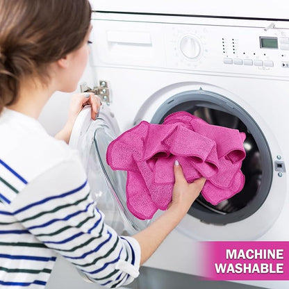 Tanlade Microfiber Cleaning Cloth 6"x6" Cleaning Rags Reasonable Kitchen Towels Microfiber Towels Cars Wash Dry Erase Cloth (Pink,30 Pcs)