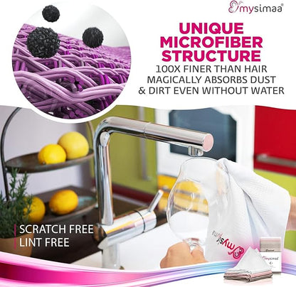 XL Lint Free Microfiber Cleaning Cloth, Cleaning Rags, Microfiber Towels, Glass Cloths, Lint Free Towel, Window Cleaning Cloth - Set of 12