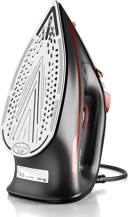 Irons Steamer for Clothes, Non-Stick Ceramic Soleplate, 500 Microsteam Holes, Powerful Steam Iron, Lightweight, Auto shutoff, Self-Cleaning, 12.31oz Water Tank Ironing Clothes for All Fabrics