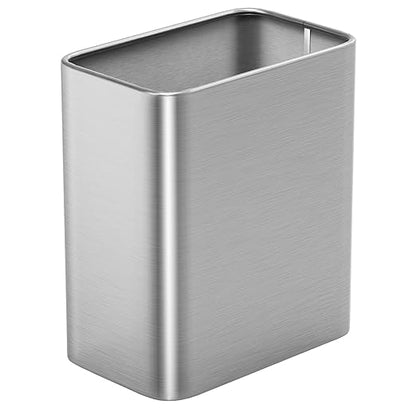 Cesun Small Bathroom Trash Can 2.1 Gallon Wastebasket, Modern Metal Garbage Can Office Waste Basket, Silver Stainless Steel Trash Bin for Bedroom, Home Office, Toilet, rv, Near Desk, Under Sink.