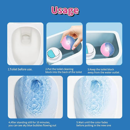 Automatic Toilet Bowl Cleaner Tablets, 30-Pack Long-Lasting Toilet Tank Cleaner for Bathroom, Blue Water Freshener, Prevents Stains & Odor, Safe for All Toilets (30, Blue and green)