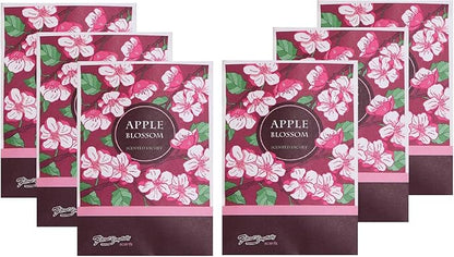 Floral Simplicity Apple Blossom Scented Sachets Pack of 6, Fall & Winter - Long-Lasting Scented Bags, Home Fragrance, Air Freshener & Deodorizer for Closet, Room, Drawer, or Cars, Made in The USA