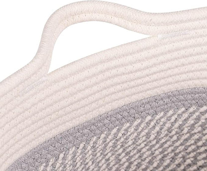 Medium and Large Woven Basket//With Handle, Used for Toys and Fabric Storage Basket used for Storing xl Storage Box, Decorative Storage Box Room 2pack (14L*10W*8.6H White/Gray, 14Lx10Wx8.6H)