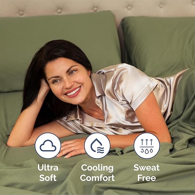 Extra Deep Pocket Full Sheets - 4 Piece Breathable & Cooling Bed Sheets - Hotel Luxury Bed Sheet Set - Soft, Wrinkle Free & Comfy - Easily Fits Extra Deep Mattresses - Deep Pocket Sage Green Sheets