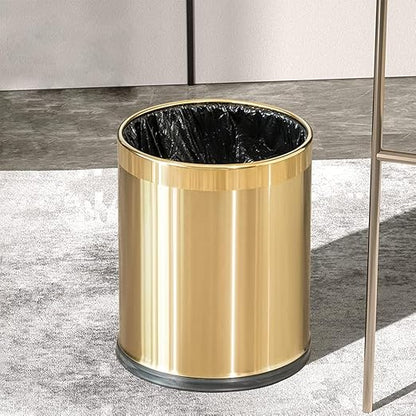 14L/2.6GAL，Gold Bathroom Trash can,Brushed Brass Garbage can,Small Gold Wastebasket for Bathroom,Office,Hotel,Restaurant(Gold14)