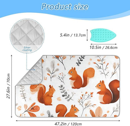 Squirrels and Fall Leaves Ironing Mat for Table top Portable Ironing Pad Blanket for Washer Dryer Countertop Travel