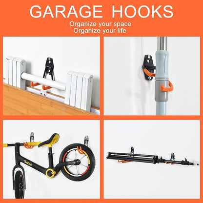 AOBEN Garage Hooks Heavy Duty, Steel Garage Storage Hooks, Utility Tool Hangers and Combinable Wall Mount Garage Hooks for Organizing Ladders, Bikes, Hoses, and More Equipment (Small J, 4 Pack)