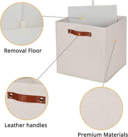 DULLEMELO Storage Baskets for Shelves Closet Storage,Sturdy Home Organization Bins for Gifts Empty,Foldable Fabric Storage Cubes Baskets for Nursery Toys Towels Clothes Storage(Beige-4 Pack)