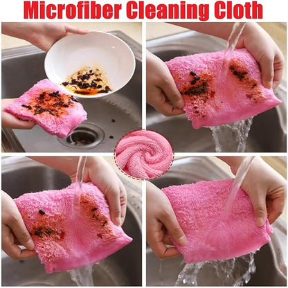 Bamboo Microfiber Cleaning Cloth-8Pcs Kitchen Wash Cloths,Wood Fiber Window Glass Rags,Micro Fiber Cloth for Cleaning Suitable for Dishes,Car Towel Rag Made From Baby Washcloths Material (pink)