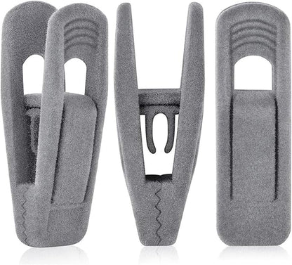 Grey Velvet Hangers Clips (80-Pack), Non-Slip Strong Velvet Hangers Clips for Velvet Skirt Hangers, Velvet Pants Hanger Velvet Clips Fit for Thin Velvet Clothes Suit Hangers