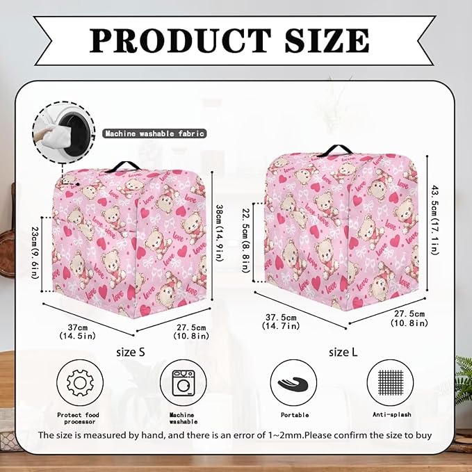 Cartoon Bear Lover Stand Mixer Covers for Women Kitchen Appliance Dust Covers Protective Compatible with 6-8 Quart Kitchen Aid Stand Mixer Cartoon Gnome Mixer Cover