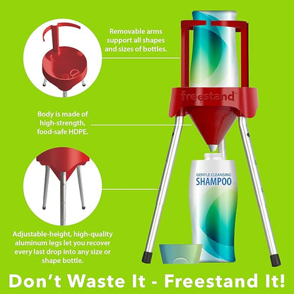 Freestand™ Bottle Emptying Kit – No More Wasted Product – Get Every Last Drop of Shampoo, Conditioner, Facial Cleansers, Moisturizers, Sunscreen, Body Wash, Perfume, Hair Serums, Serums, & More