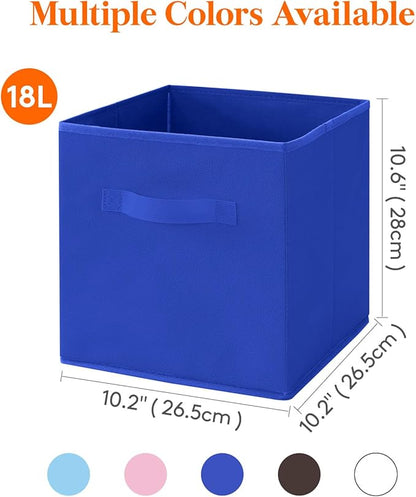 Lifewit Collapsible Fabric Storage Cubes Bins Set 11 Inch, Foldable Cubby Organizers Boxes, 6 Pack Organizing Baskets for Shelf, Closet, Utility Room, Storage Room Blue