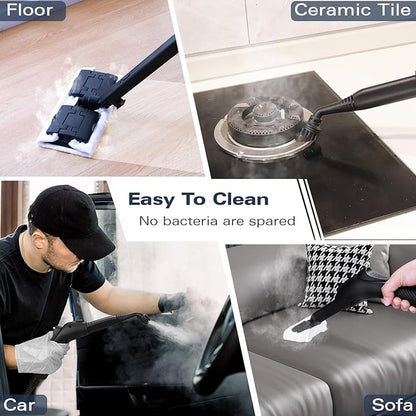 Steam cleaner, equipped with 21 specialized accessories, 1.08-liter water tank, 248°F high-temperature steam, suitable for floors, tile grout, tiles, carpets, and cars, chemical-free cleaning (White)