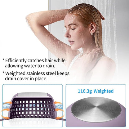Shower Drain Hair Catcher, Bathtub Drain Cover Foldable Silicone Shower & Tub Protector for Pop-Up & Regular Drains