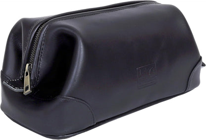 HLC Leather Toiletry Bag for Men Best Gift Premium Genuine Leather Dopp Kit Shaving Kit Organizer Travel Kit Pouch Bag for Men Large Size Black