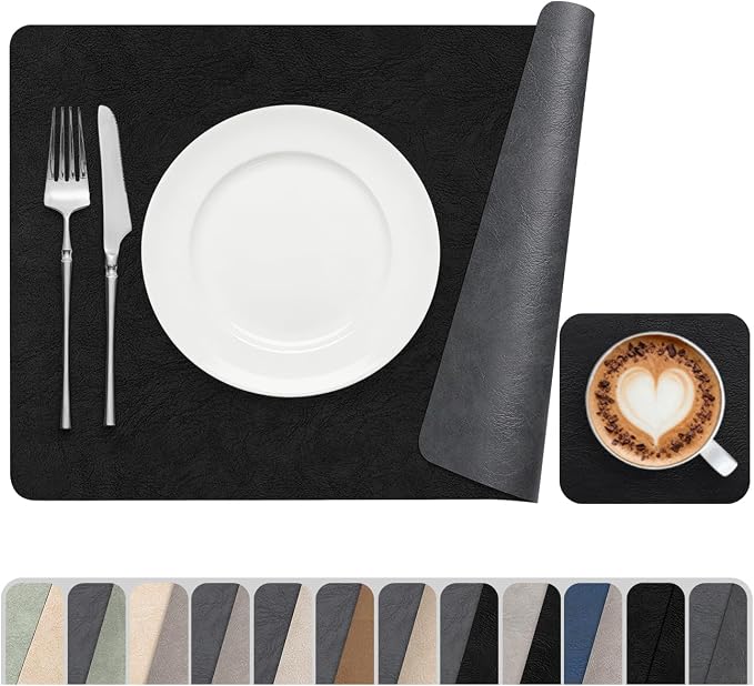 Vinyl Placemats Set of 6, Dual Sided Place Mats