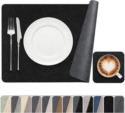 Vinyl Placemats Set of 6, Dual Sided Place Mats