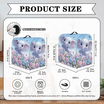 Cute Cartoon Elephant Mixer Cover Stand Dust Proof Covers with Handle and Front Pockets Kitchen Aid Mixer Cover for 6-8 Qt Mixer,Kitchen Coffee Maker Toaster Machine Dust Cover