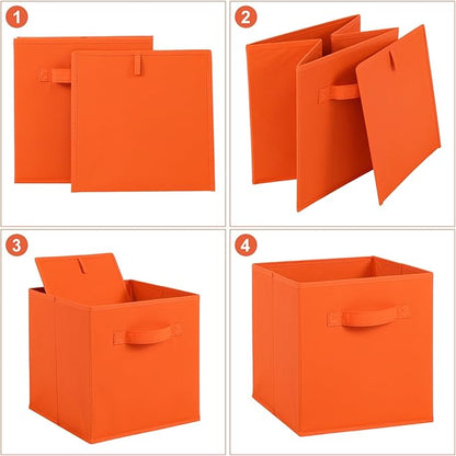Stero Fabric Storage Bins 6 Pack Fun Colored Durable Storage Cubes with Handles Foldable Cube Baskets for Home, Kids Room, Closet and Toys Organization Multi Colors-2