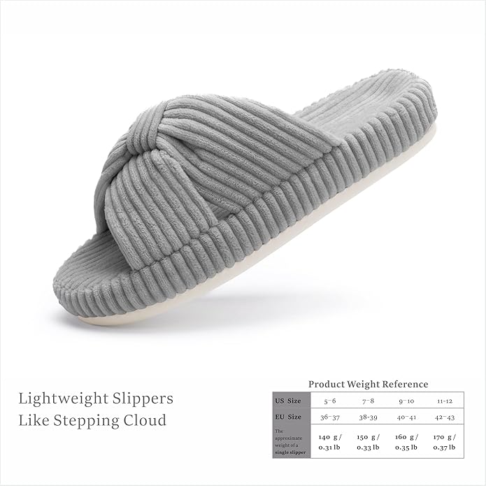 Chantomoo Slippers for Women Memory Foam House Bedroom Corduroy Bow Crossbands Slide Slipper Shoes Comfy Trendy Gift Slippers