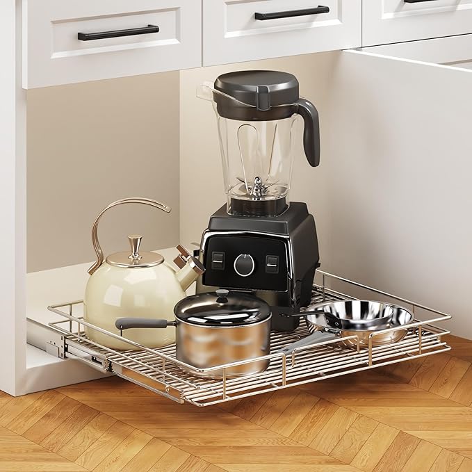 Pull Out Cabinet Organizer 25½" W x 21½" D, Heavy Duty Cabinet Pull Out Shelves, Slide Out Drawers Organization for Kitchen Cabinets Bathroom