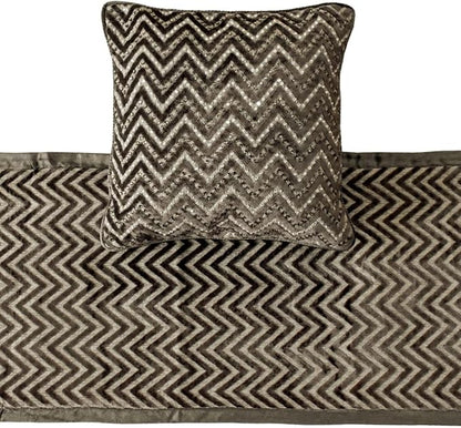 The HomeCentric King Queen Twin Grey Decorative Queen 74"x18" Bed Runner Without Pillow Cover, Crystals Bed Scarf on Velvet Fabric - Grey Crystal Chevy