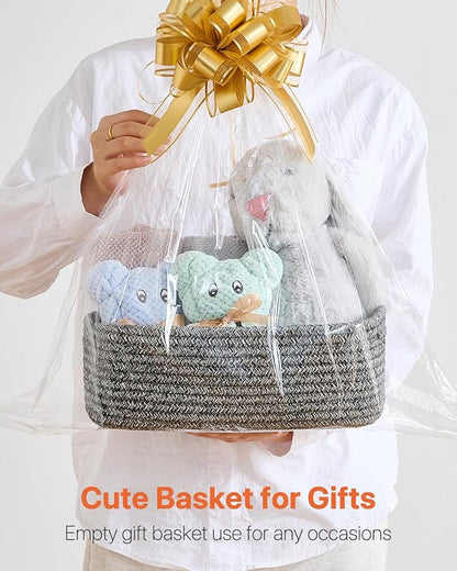 Small Woven Basket, 12 x 8 x 4.5 Inches, Storage Basket for Organizing, Cute Small Rope Shelf Closet Cube Storage Bins Baskets for Shelves, Dog Toy Gift Baskets Empty, 3 Pack Mixed Black