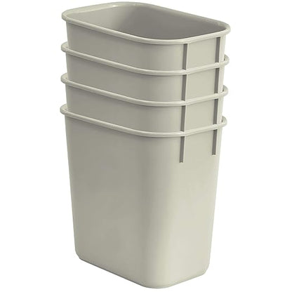 Acrimet Wastebasket, Deskside Bin, 3.25 Gallon/13 Quart/ 12 Liter (Plastic) (Light Gray Color) (Set of 4)