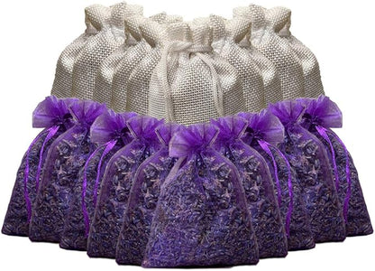 Cedar Chips and Lavender Sachets (20 Pack) - Stop Clothes Damage - Cedar and Lavendar Home Fragrance Sachets for Drawers and Closets