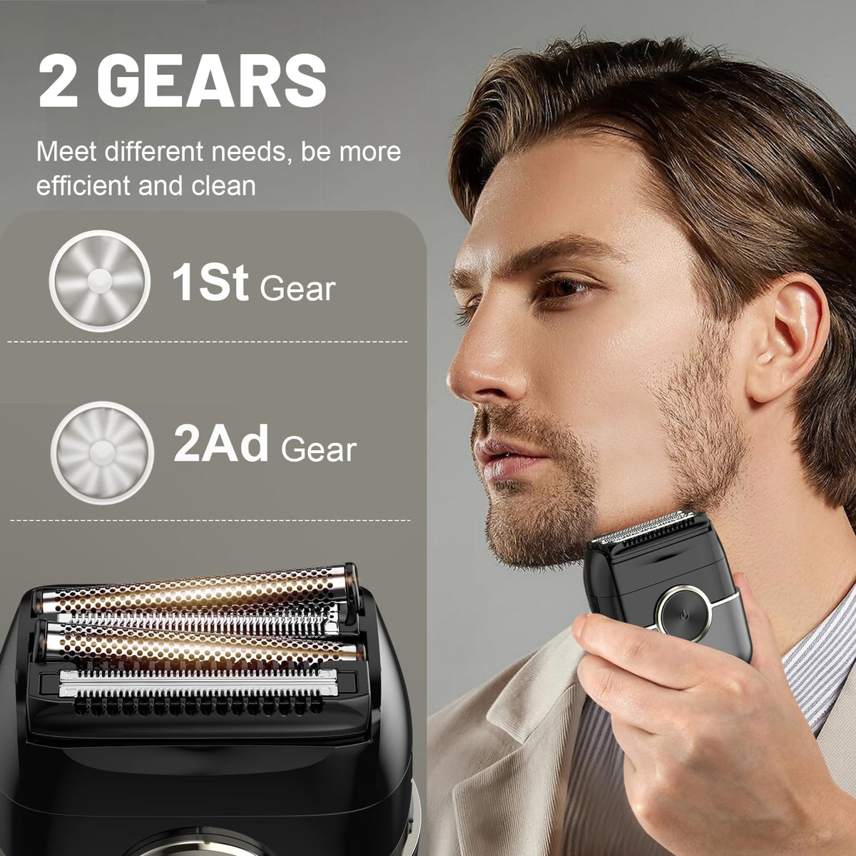 Electric Foil Shavers for Men: Upgraded Mini Electric Razor with 4 Floating Blades & Big LED Display - Foil Shaver for Men with 2 Gears Adjustable - Face Shaver with IPX7 Waterproof,USB Type C