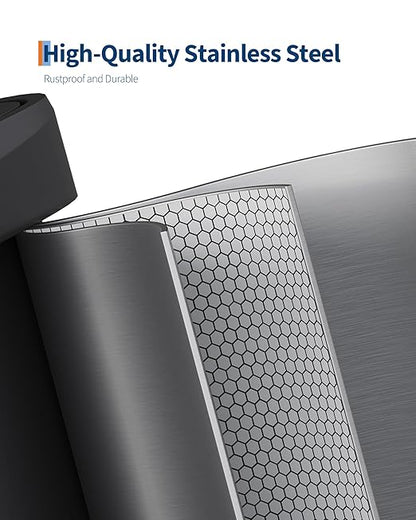 16 Gallon (60 l) Trash Can, Stainless Steel Kitchen Garbage Can, Recycling or Waste Bin with Liner Rim, Rear Handle, Soft Close Plastic Lid Step-on Pedal, Removable Inner Bucket