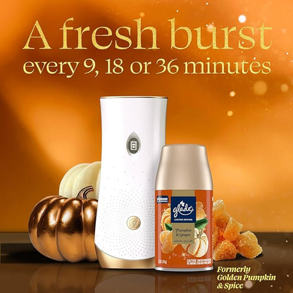 Glade Automatic Spray Refill, Pumpkin & Ginger, Scented Air Freshener for Home and Bathroom, 6.2 Oz, 3 Count