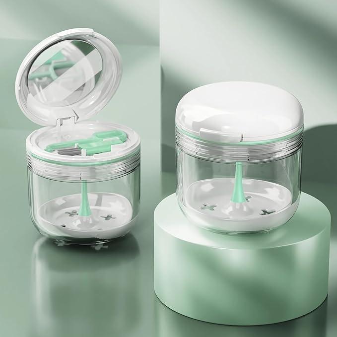 MURRI&MURRDI Retainer Case, Denture Bath Box with Strainer Basket, Mouth Guard Case, Braces Cleaner Cup Cute Denture Holder Retainer Storage Soak Container for Travel (White)