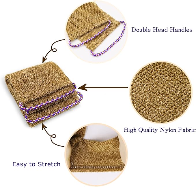 5 Pieces African Net Sponge with Handles Long African Exfoliating Net Washcloth Bath Sponge Net Cloth Wash Net Body Back Scrubber for Shower Loofah
